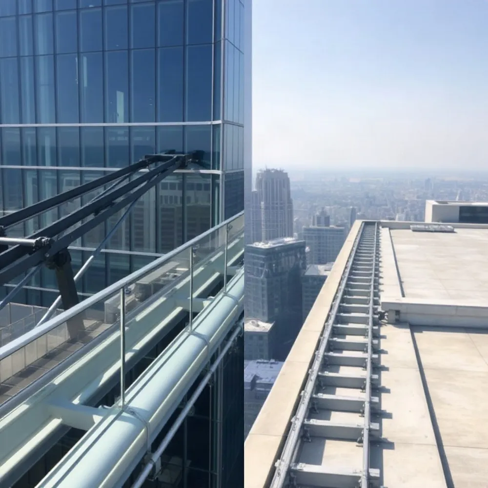 The choice between a full BMU gantry and a roof-mounted cradle comes down to building geometry, roof load capacity, and whether the project is new construction or a retrofit.