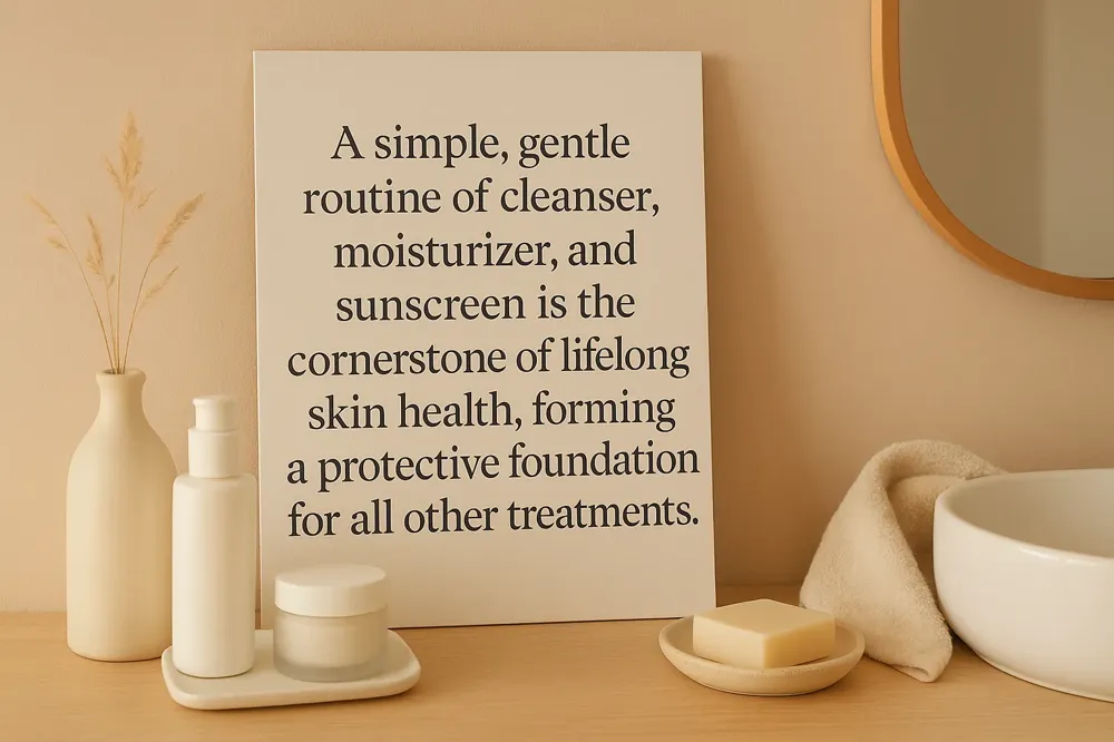 A simple, gentle routine of cleanser, moisturizer, and sunscreen is the cornerstone of lifelong skin health, forming a protective foundation for all other treatments.