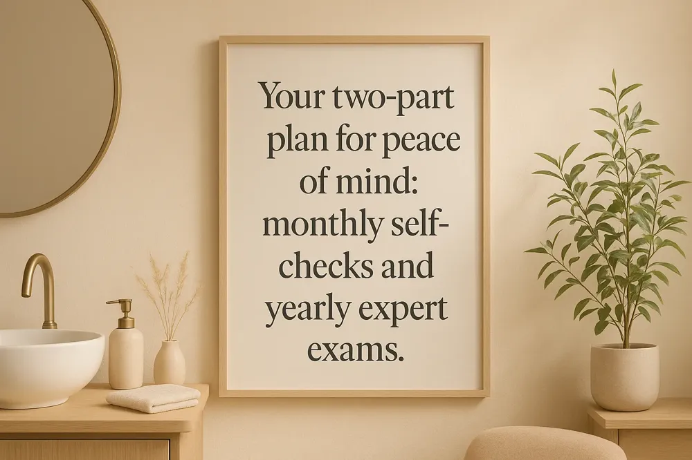 Your two-part plan for peace of mind: monthly self-checks and yearly expert exams.