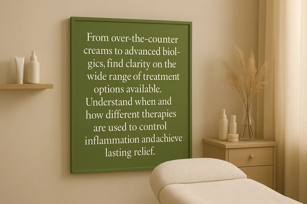 From over-the-counter creams to advanced biologics, find clarity on the wide range of treatment options available. Understand when and how different therapies are used to control inflammation and achieve lasting relief.