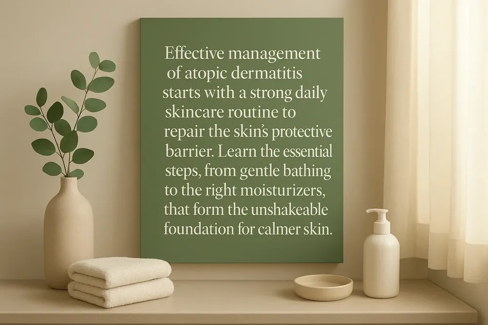 Effective management of atopic dermatitis starts with a strong daily skincare routine to repair the skin's protective barrier. Learn the essential steps, from gentle bathing to the right moisturizers, that form the unshakeable foundation for calmer skin.
