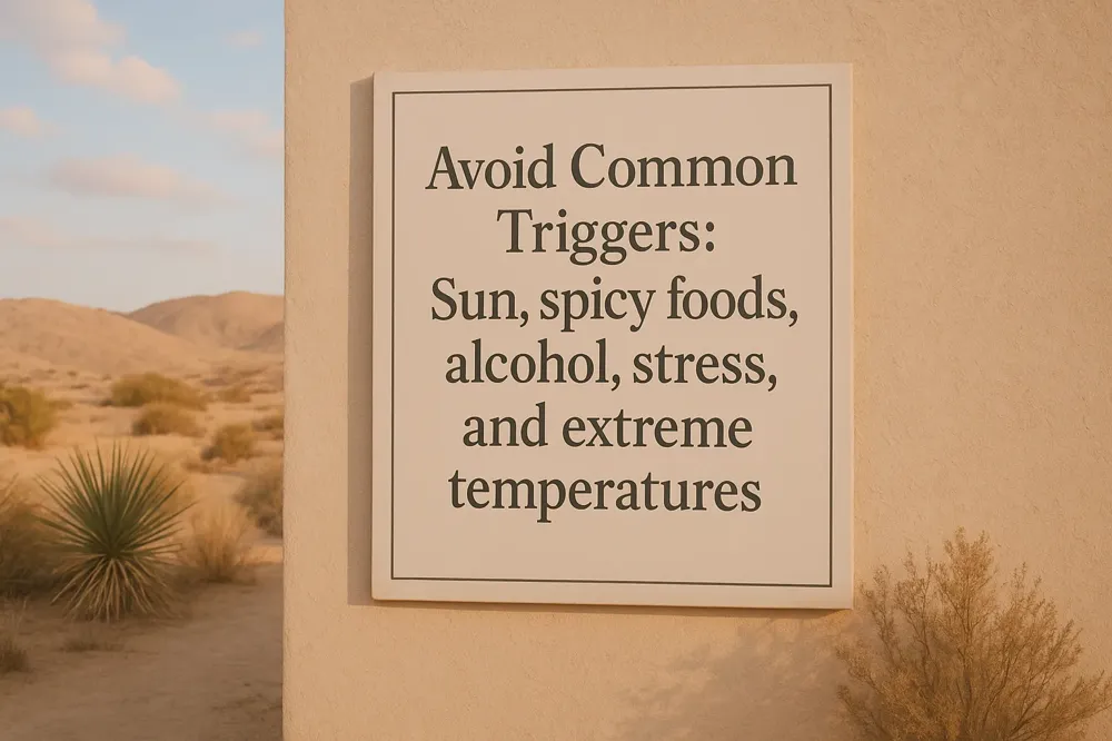 Avoid Common Triggers: Sun, spicy foods, alcohol, stress, and extreme temperatures