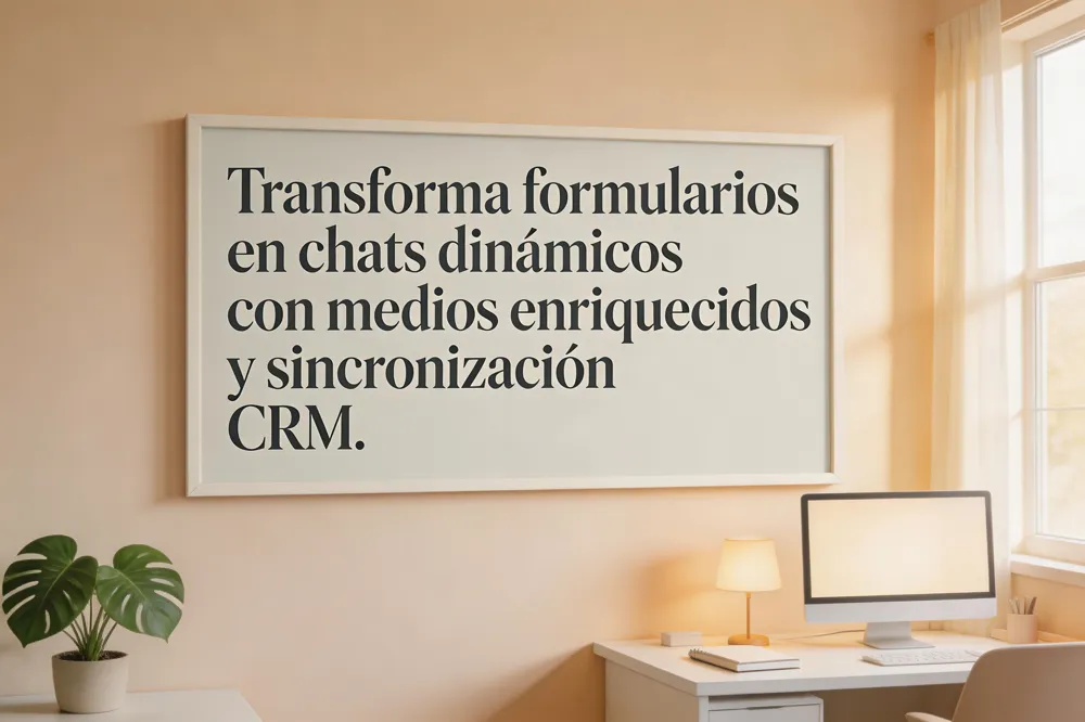 Transforma formularios en chats dinámicos con medios enriquecidos y sincronización CRM.
