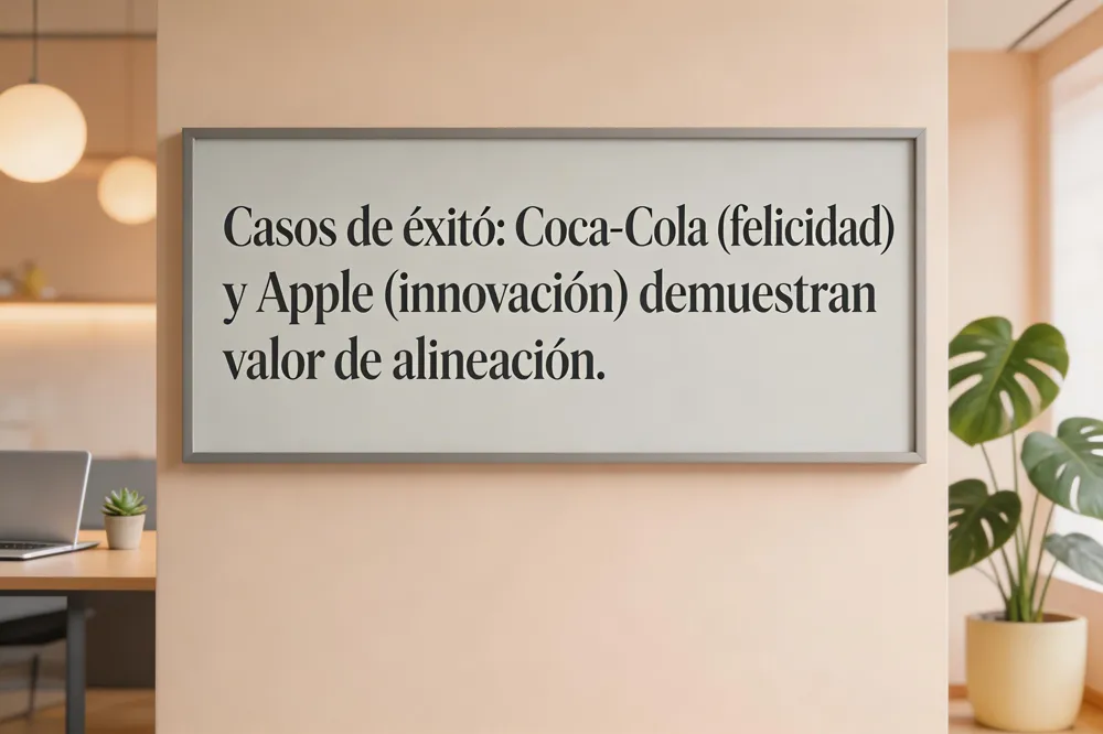 Casos de éxito: Coca‑Cola (felicidad) y Apple (innovación) demuestran valor de alineación.