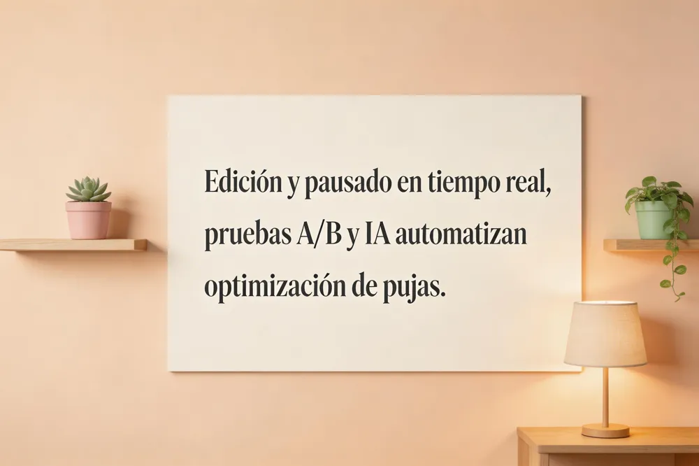 Edición y pausado en tiempo real, pruebas A/B y IA automatizan optimización de pujas.