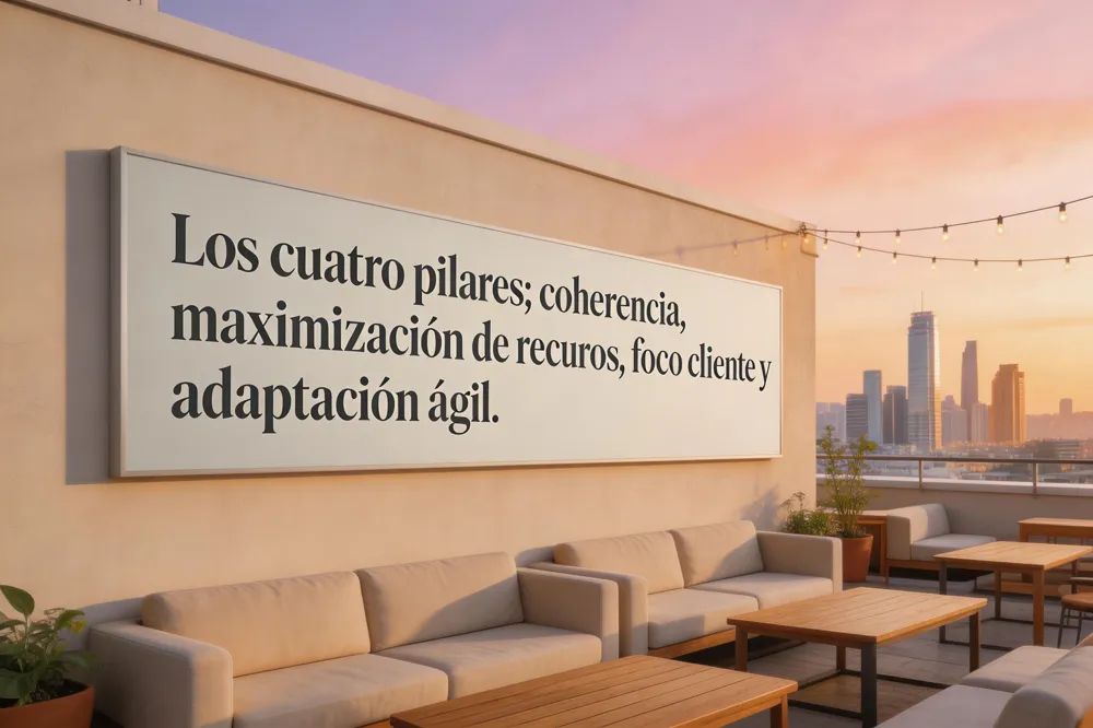 Los cuatro pilares: coherencia, maximización de recursos, foco cliente y adaptación ágil.