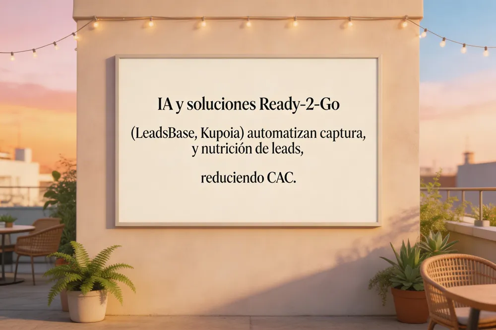IA y soluciones Ready‑2‑Go (LeadsBase, Kupoia) automatizan captura y nutrición de leads, reduciendo CAC.