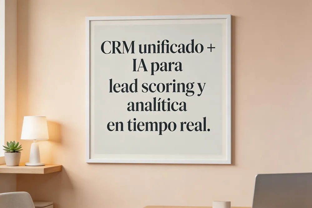 CRM unificado + IA para lead scoring y analítica en tiempo real.