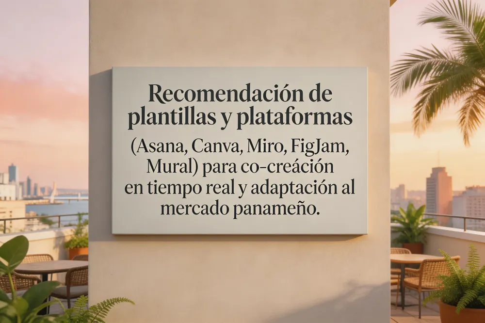 Recomendación de plantillas y plataformas (Asana, Canva, Miro, FigJam, Mural) para co‑creación en tiempo real y adaptación al mercado panameño.