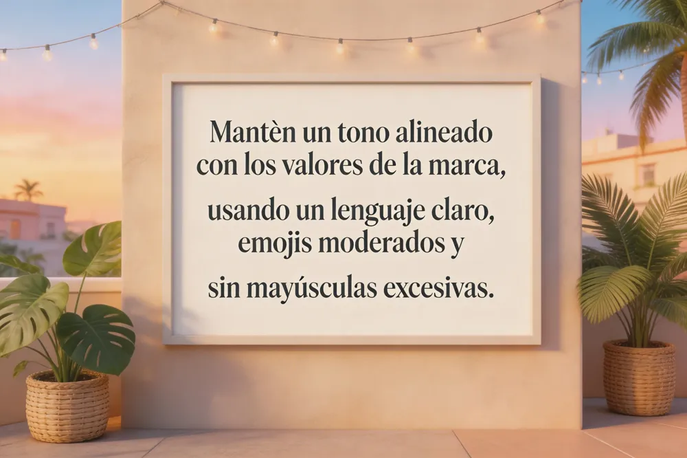 Mantén un tono alineado con los valores de la marca, usando un lenguaje claro, emojis moderados y sin mayúsculas excesivas.