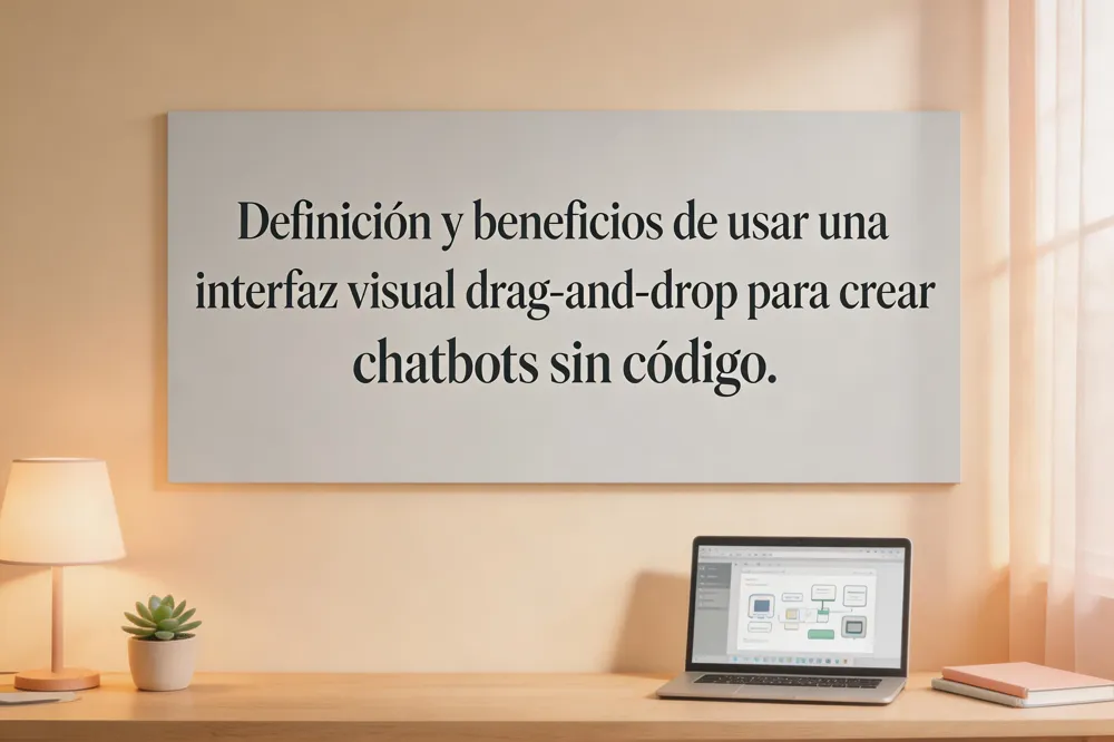Definición y beneficios de usar una interfaz visual drag‑and‑drop para crear chatbots sin código.