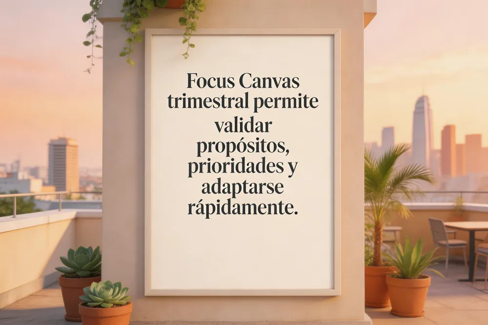 Focus Canvas trimestral permite validar propósitos, prioridades y adaptarse rápidamente.