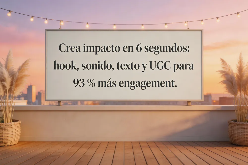 Crea impacto en 6 segundos: hook, sonido, texto y UGC para 93 % más engagement.