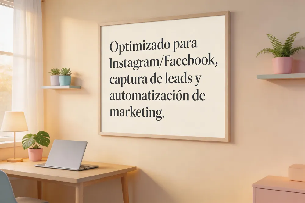 Optimizado para Instagram/Facebook, captura de leads y automatización de marketing.