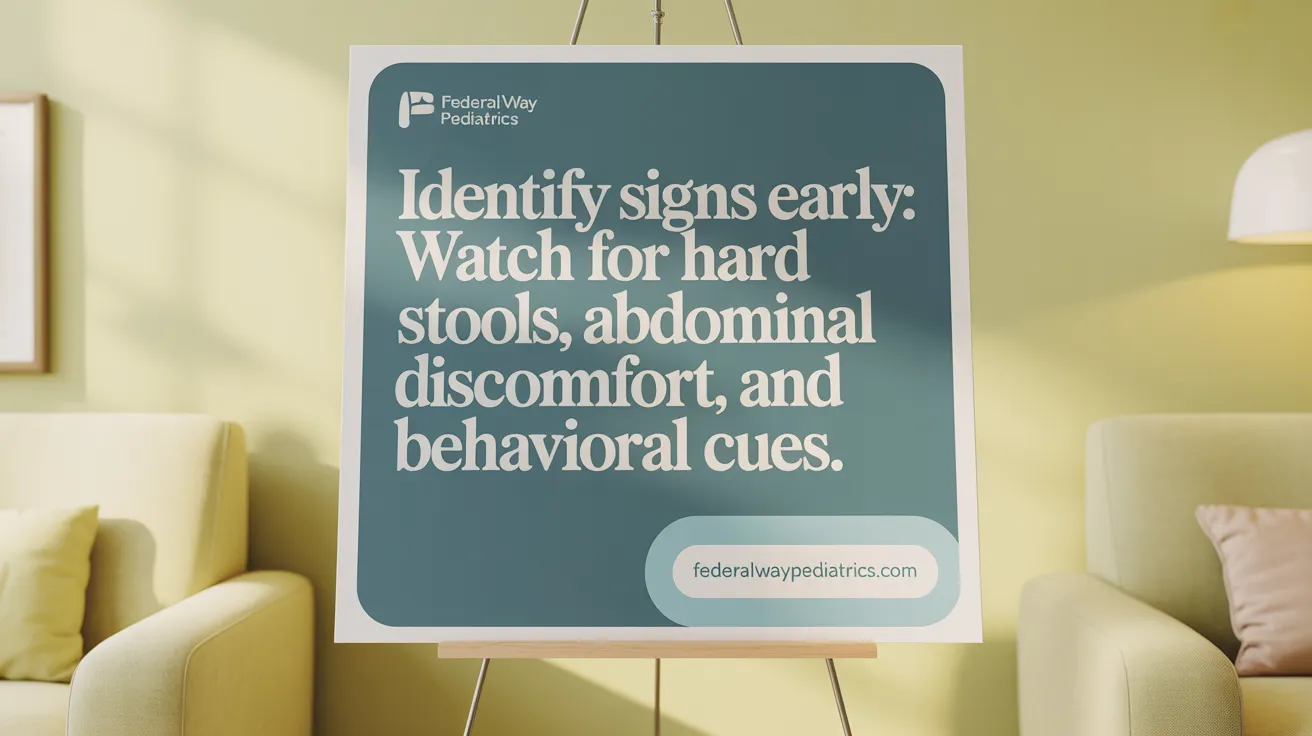 Identify signs early: Watch for hard stools, abdominal discomfort, and behavioral cues.