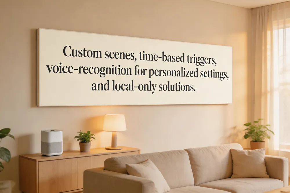 Custom scenes, time‑based triggers, voice‑recognition for personalized settings, and local‑only solutions.