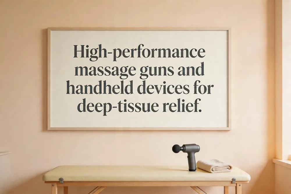 High‑performance massage guns and handheld devices for deep‑tissue relief.