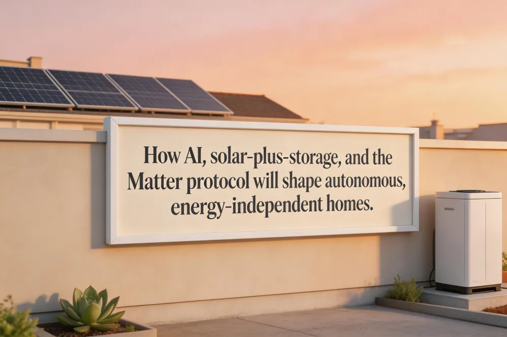 How AI, solar‑plus‑storage, and the Matter protocol will shape autonomous, energy‑independent homes.