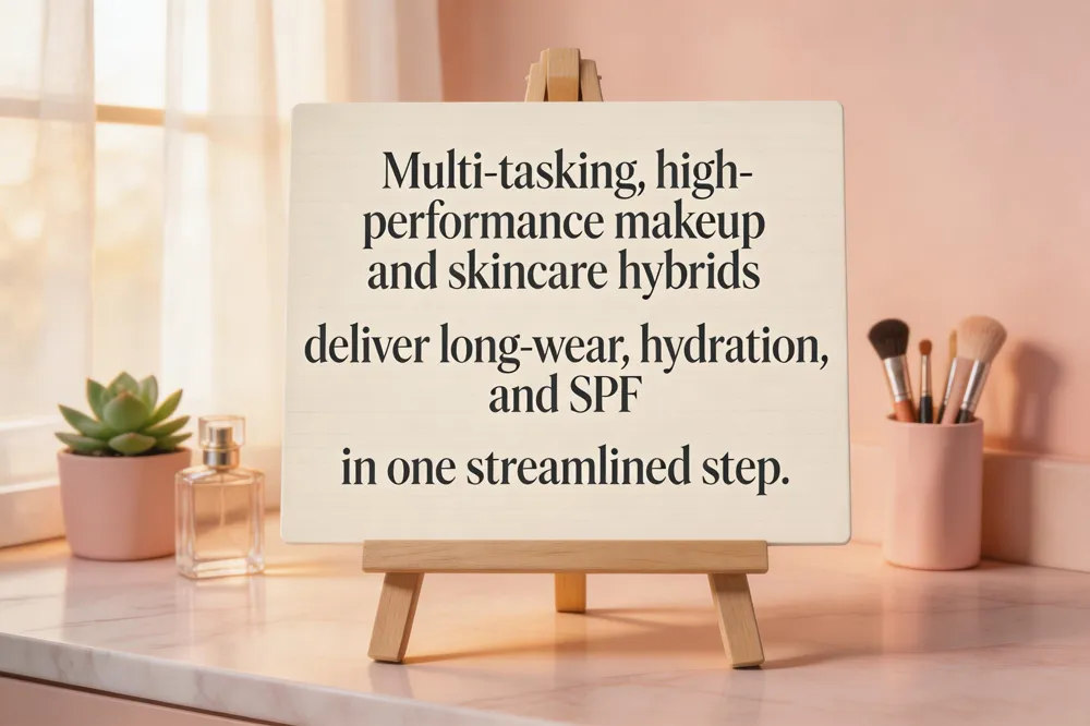 Multi‑tasking, high‑performance makeup and skincare hybrids deliver long‑wear, hydration, and SPF in one streamlined step.