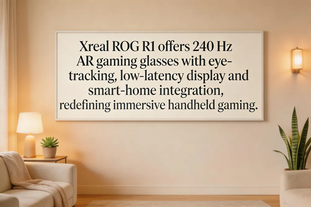 Xreal ROG R1 offers 240 Hz AR gaming glasses with eye‑tracking, low‑latency display and smart‑home integration, redefining immersive handheld gaming.