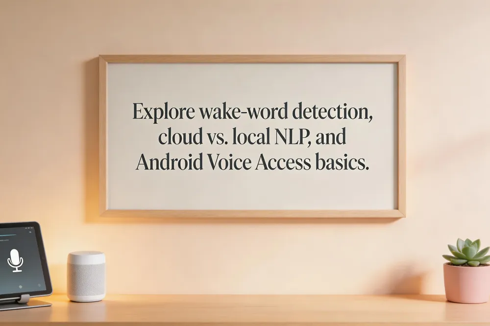 Explore wake‑word detection, cloud vs. local NLP, and Android Voice Access basics.