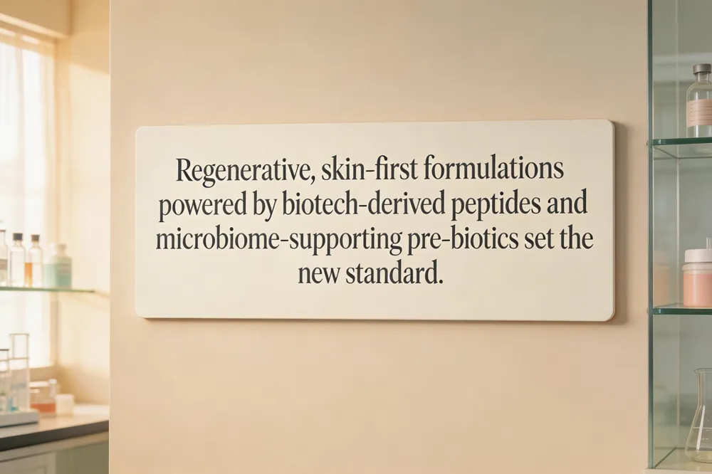 Regenerative, skin‑first formulations powered by biotech‑derived peptides and microbiome‑supporting pre‑biotics set the new standard.