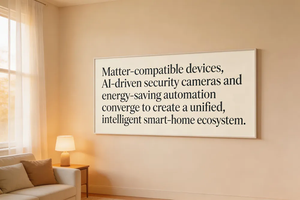 Matter‑compatible devices, AI‑driven security cameras and energy‑saving automation converge to create a unified, intelligent smart‑home ecosystem.