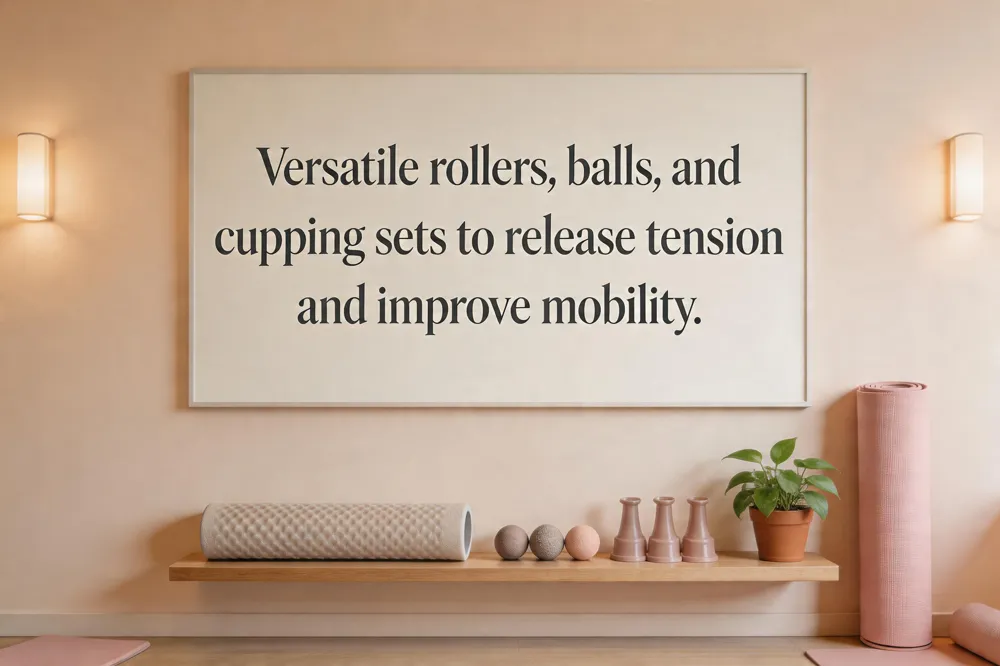 Versatile rollers, balls, and cupping sets to release tension and improve mobility.