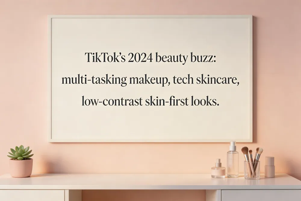 TikTok’s 2024 beauty buzz: multi‑tasking makeup, tech skincare, low‑contrast skin‑first looks.