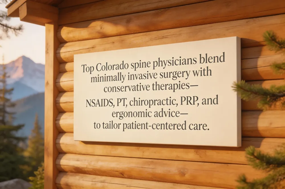 Top Colorado spine physicians blend minimally invasive surgery with conservative therapies—NSAIDs, PT, chiropractic, PRP, and ergonomic advice—to tailor patient‑centered care.