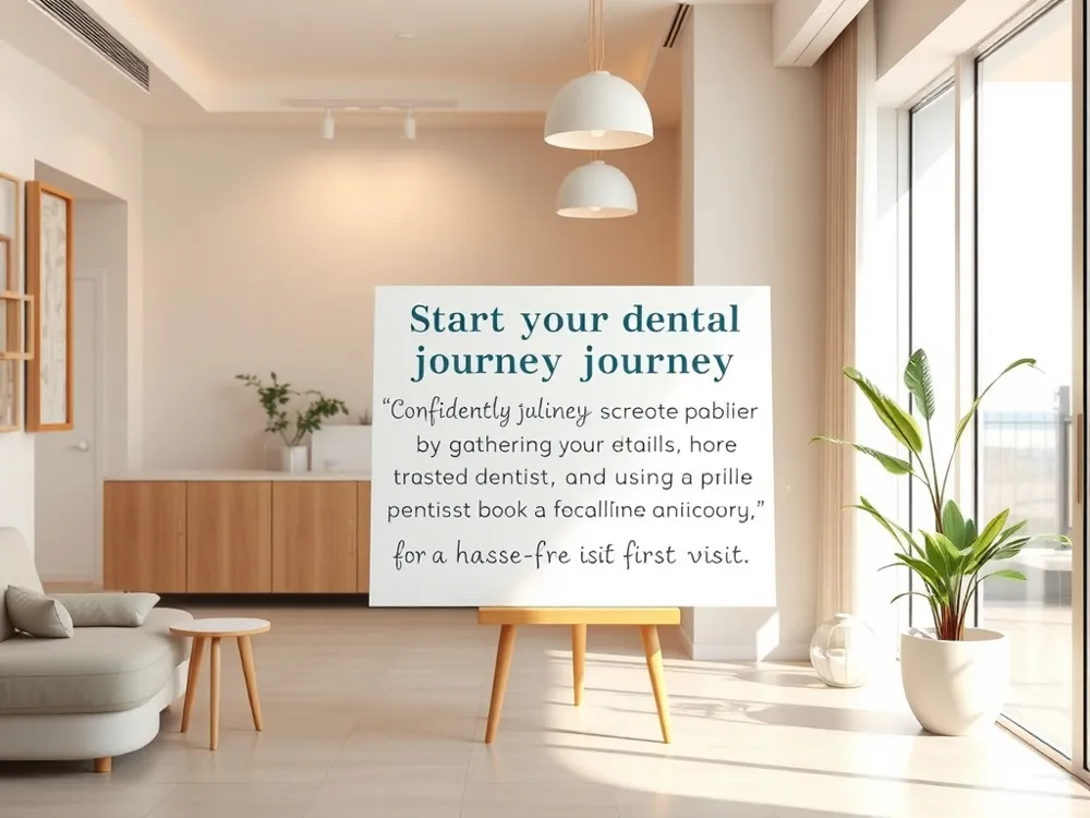 Start your dental journey confidently by gathering your details, choosing a trusted dentist, and using online booking for a hassle‑free first visit.