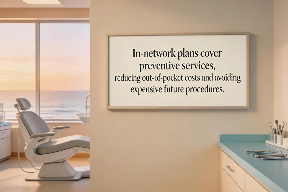 In‑network plans cover preventive services, reducing out‑of‑pocket costs and avoiding expensive future procedures.