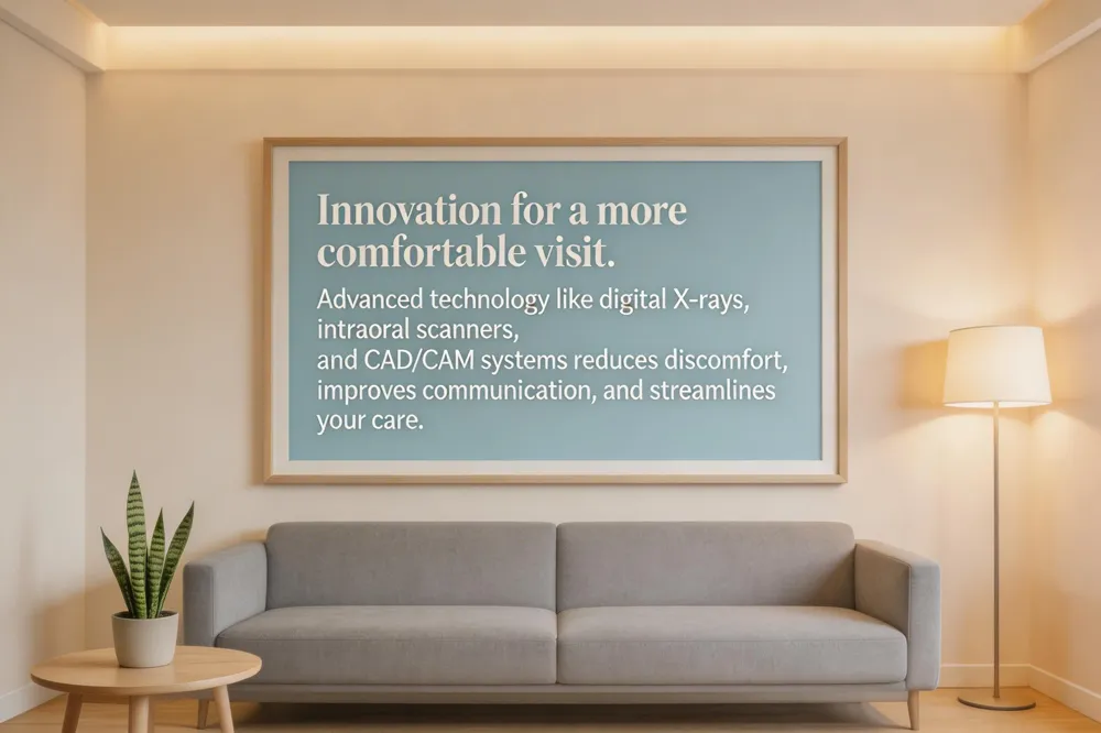 Innovation for a more comfortable visit. Advanced technology like digital X-rays, intraoral scanners, and CAD/CAM systems reduces discomfort, improves communication, and streamlines your care.