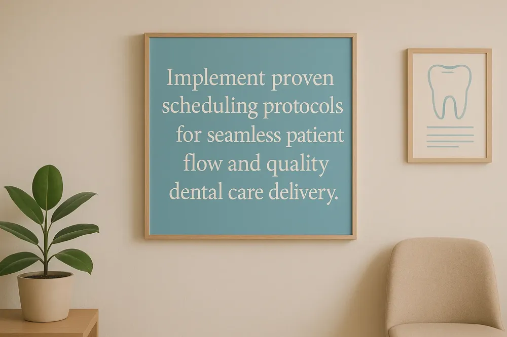 Implement proven scheduling protocols for seamless patient flow and quality dental care delivery.