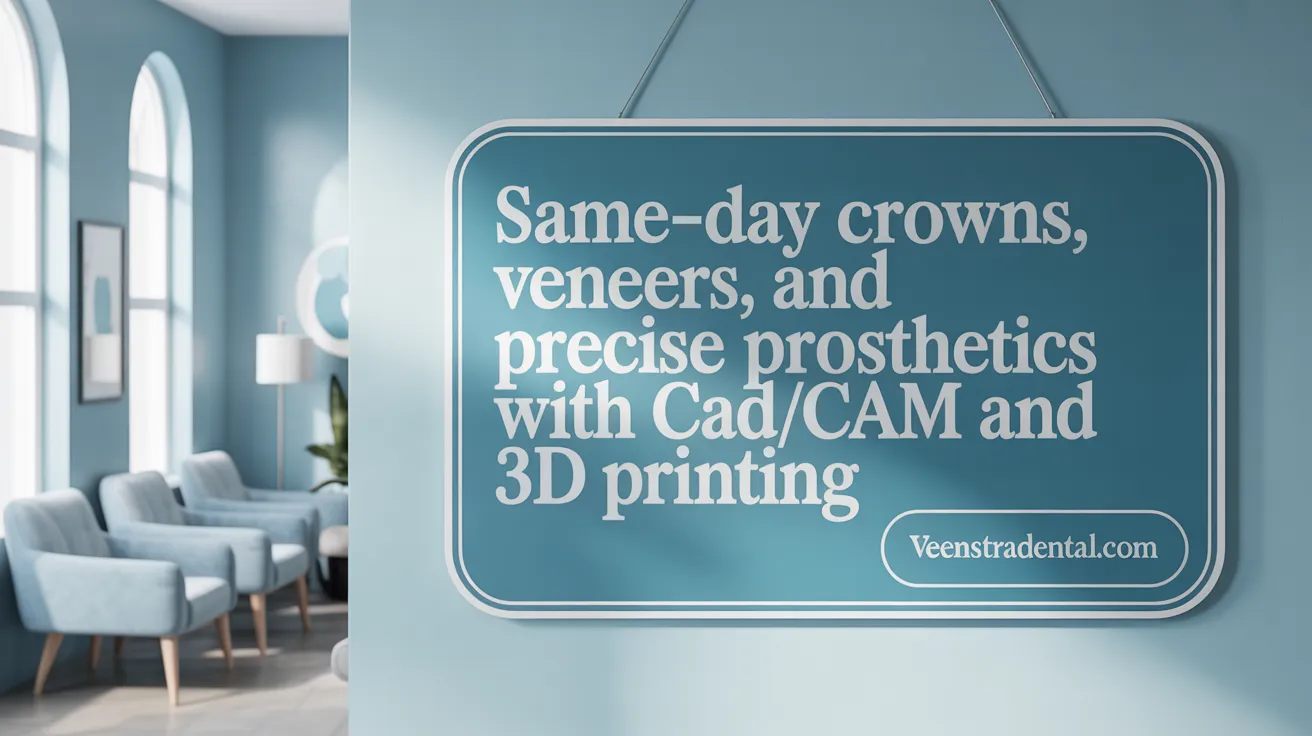Same-day crowns, veneers, and precise prosthetics with CAD/CAM and 3D printing