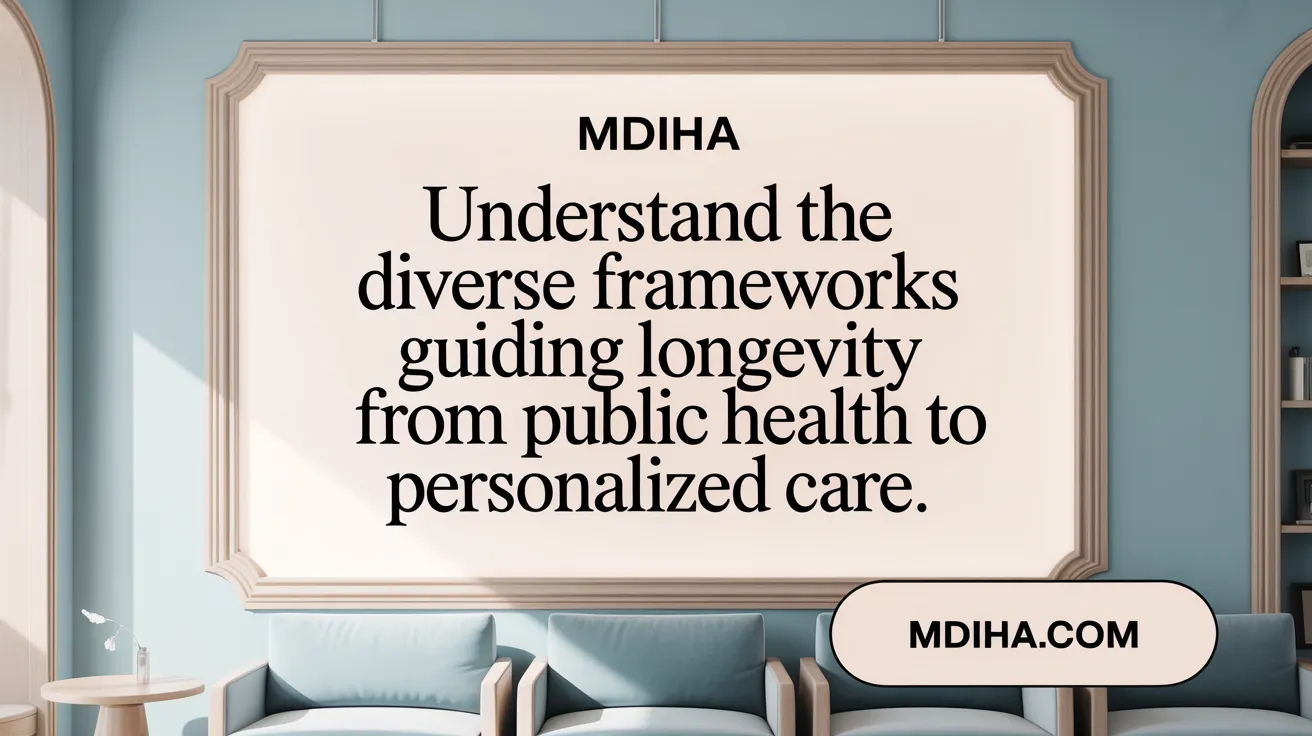 Understand the diverse frameworks guiding longevity from public health to personalized care.