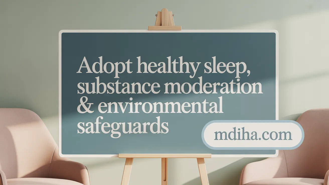 Adopt Healthy Sleep, Substance Moderation & Environmental Safeguards