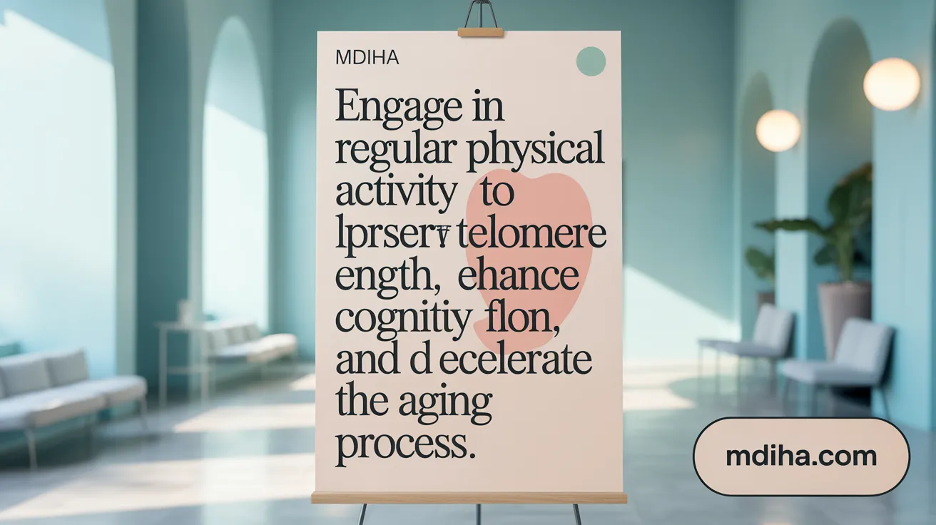 Engage in regular physical activity to preserve telomere length, enhance cognitive function, and decelerate the aging process.