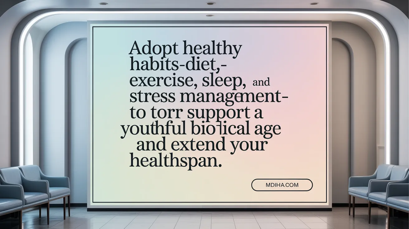 Adopt healthy habits—diet, exercise, sleep, and stress management—to support a youthful biological age and extend your healthspan.