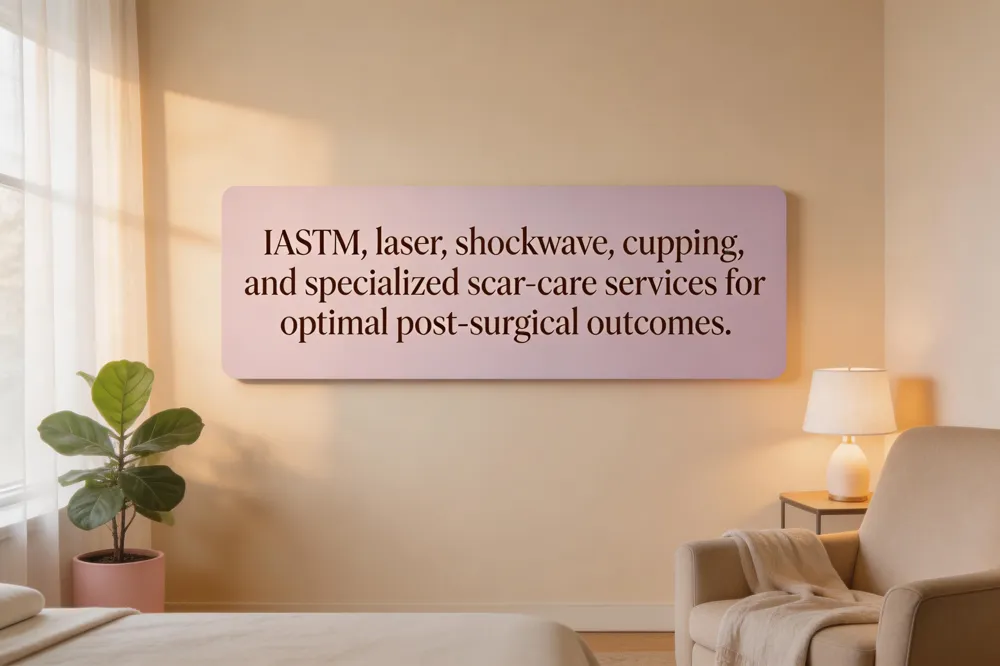 IASTM, laser, shockwave, cupping, and specialized scar‑care services for optimal post‑surgical outcomes.