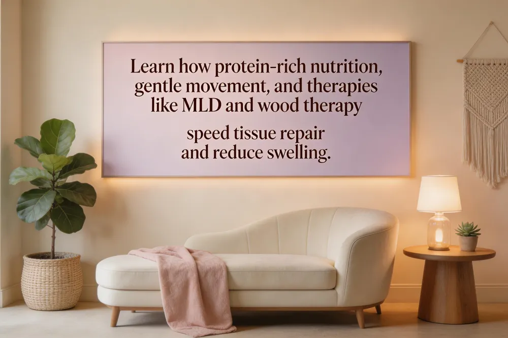 Learn how protein‑rich nutrition, gentle movement, and therapies like MLD and wood therapy speed tissue repair and reduce swelling.