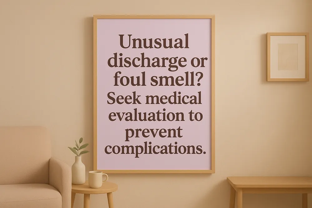 Unusual discharge or foul smell? Seek medical evaluation to prevent complications.