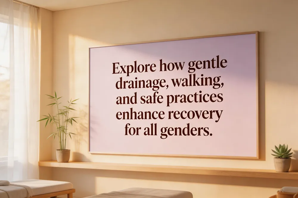 Explore how gentle drainage, walking, and safe practices enhance recovery for all genders.