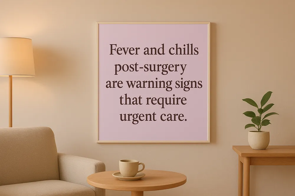 Fever and chills post-surgery are warning signs that require urgent care.