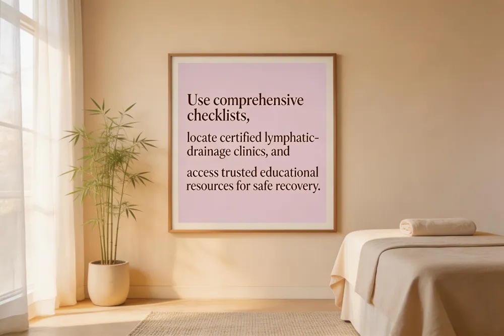Use comprehensive checklists, locate certified lymphatic‑drainage clinics, and access trusted educational resources for safe recovery.