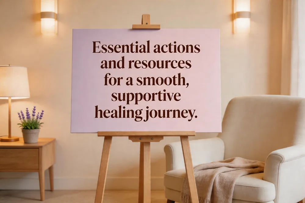 Essential actions and resources for a smooth, supportive healing journey.