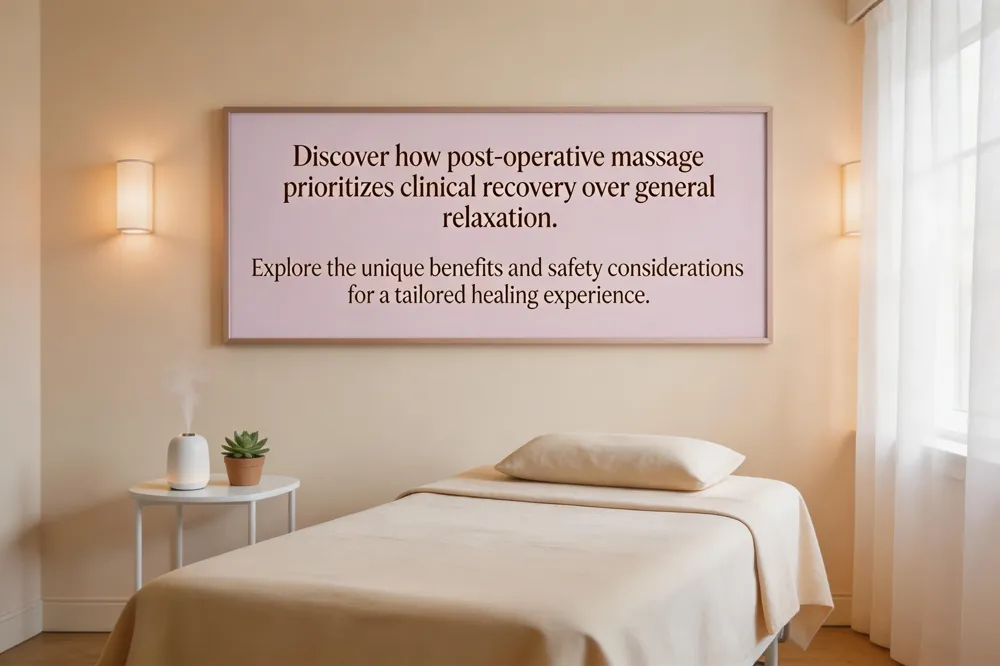Discover how post-operative massage prioritizes clinical recovery over general relaxation. Explore the unique benefits and safety considerations for a tailored healing experience.
