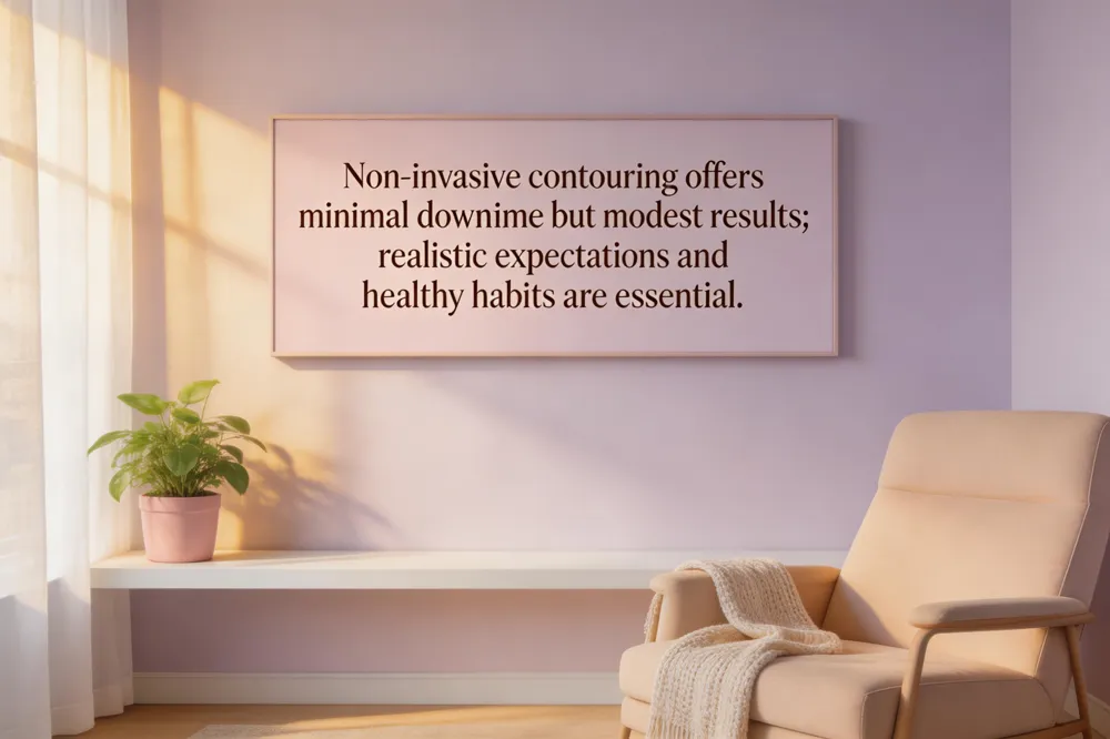 Non‑invasive contouring offers minimal downtime but modest results; realistic expectations and healthy habits are essential.
