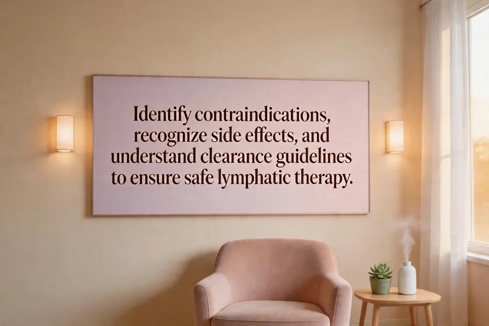 Identify contraindications, recognize side effects, and understand clearance guidelines to ensure safe lymphatic therapy.