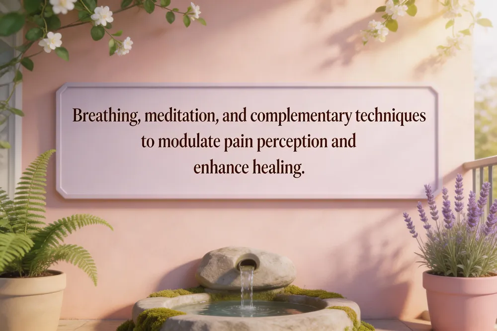 Breathing, meditation, and complementary techniques to modulate pain perception and enhance healing.